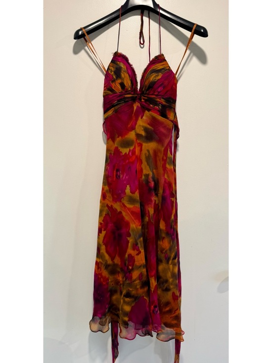 Cache Dresses & Skirts - Cache Floral Midi Dress in Magenta, Brown and Orange